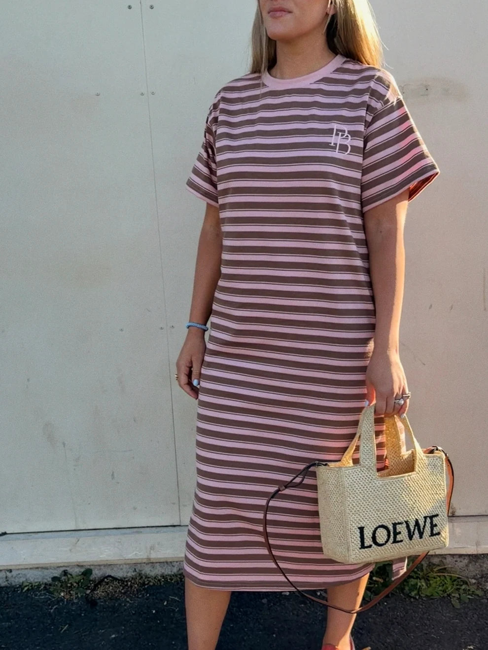 Peter Bill - Clydie T-Shirt Dress - Pink/Mocha Stripe