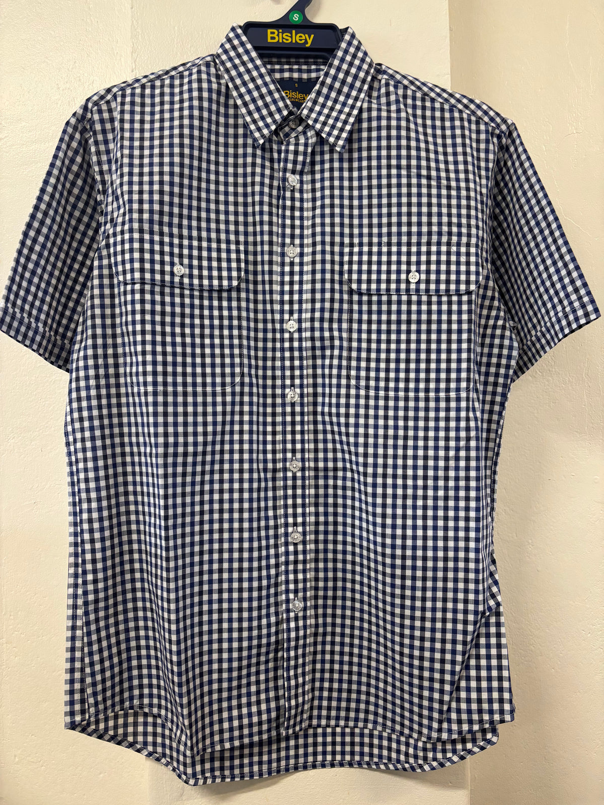 Bisley - Casual Short Sleeve Shirt - Navy/White/Black Check