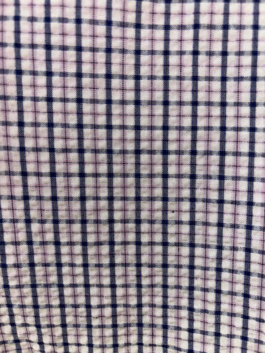 Bisley - Casual Seersucker Short Sleeve Shirt - Purple/Navy/White Check