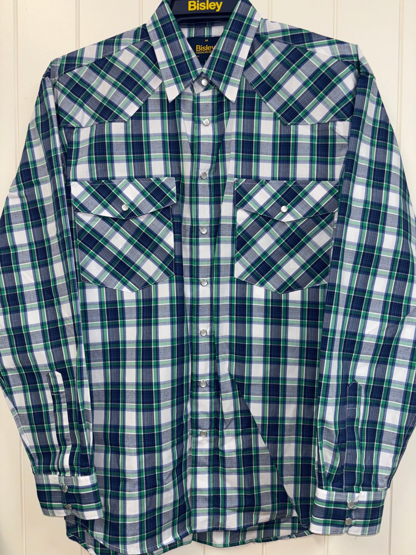 Bisley - Casual Western Long Sleeve Shirt - Green Check