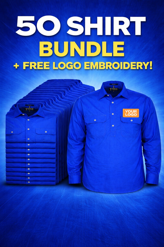 EMBROIDERED VALUE PACK - 50 SHIRTS (FREE BASIC EMBROIDERY)
