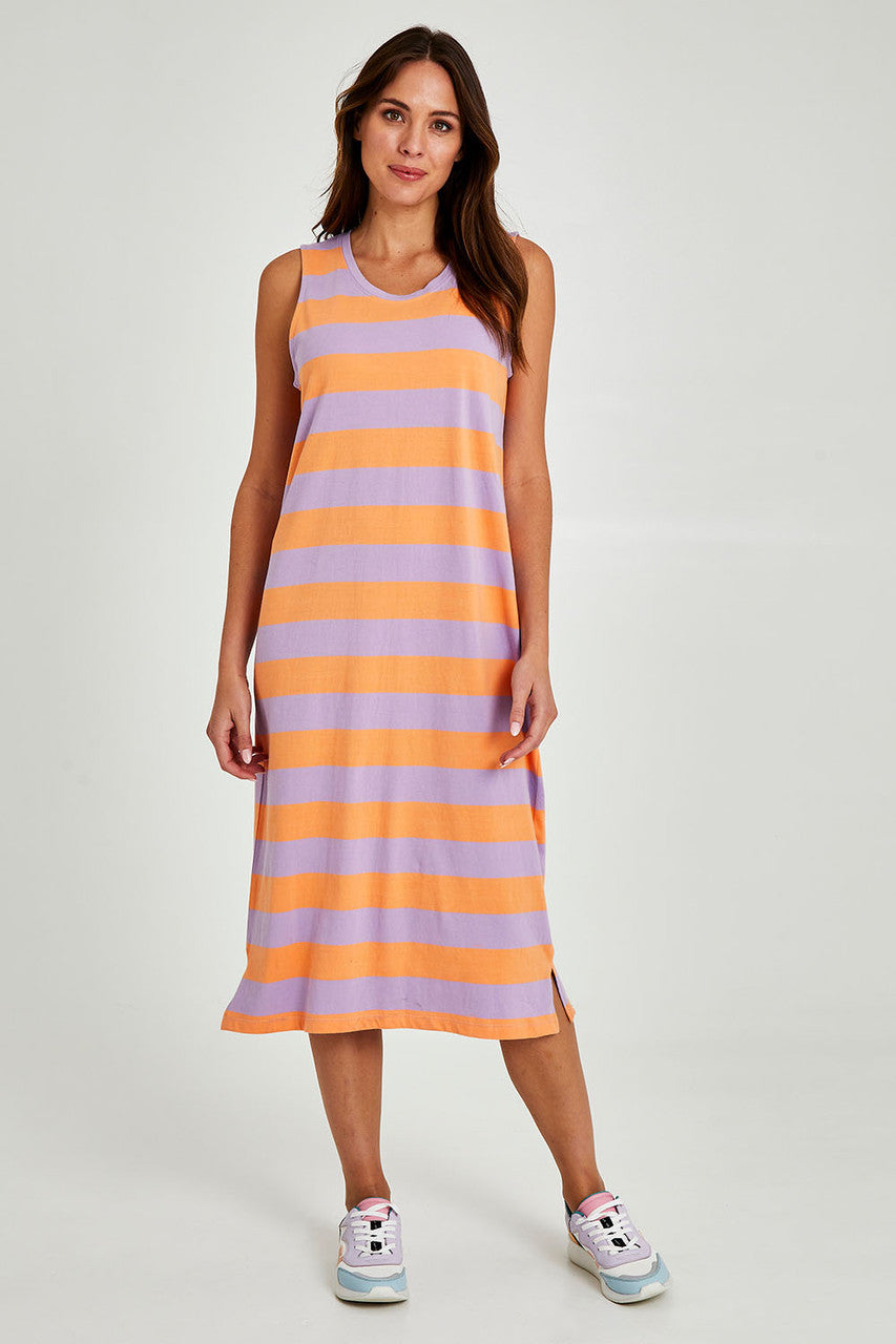 Elm Lifestyle Horizon Tank Dress -PAPAYA& PERIWINKLE