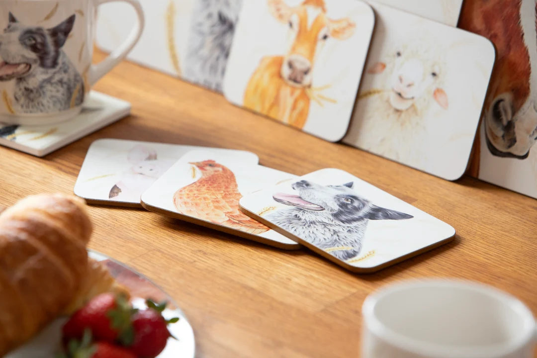 Ashdene - Farmyard Faces Coaster Set - 6 Pack