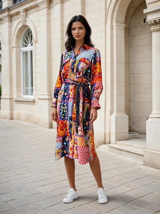 Preorder - Joop&Gypsy - Long Patch Print Dress