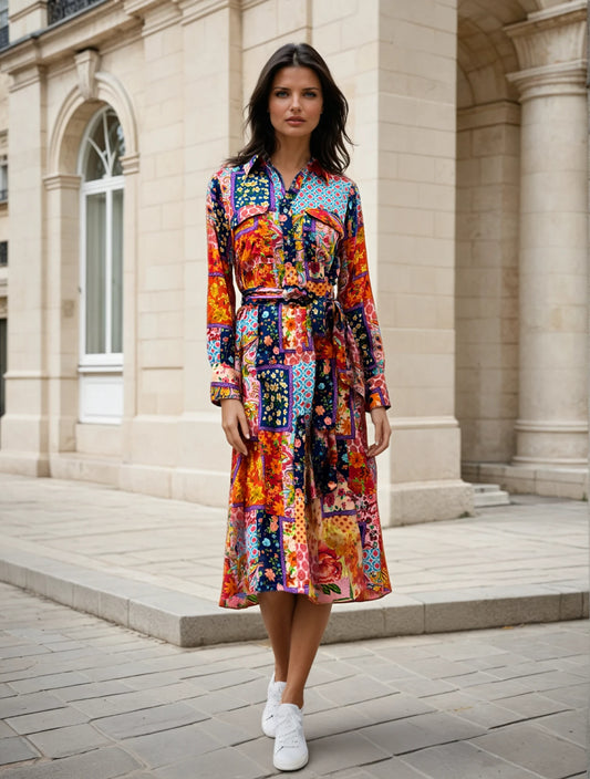 Preorder - Joop&Gypsy - Long Patch Print Dress