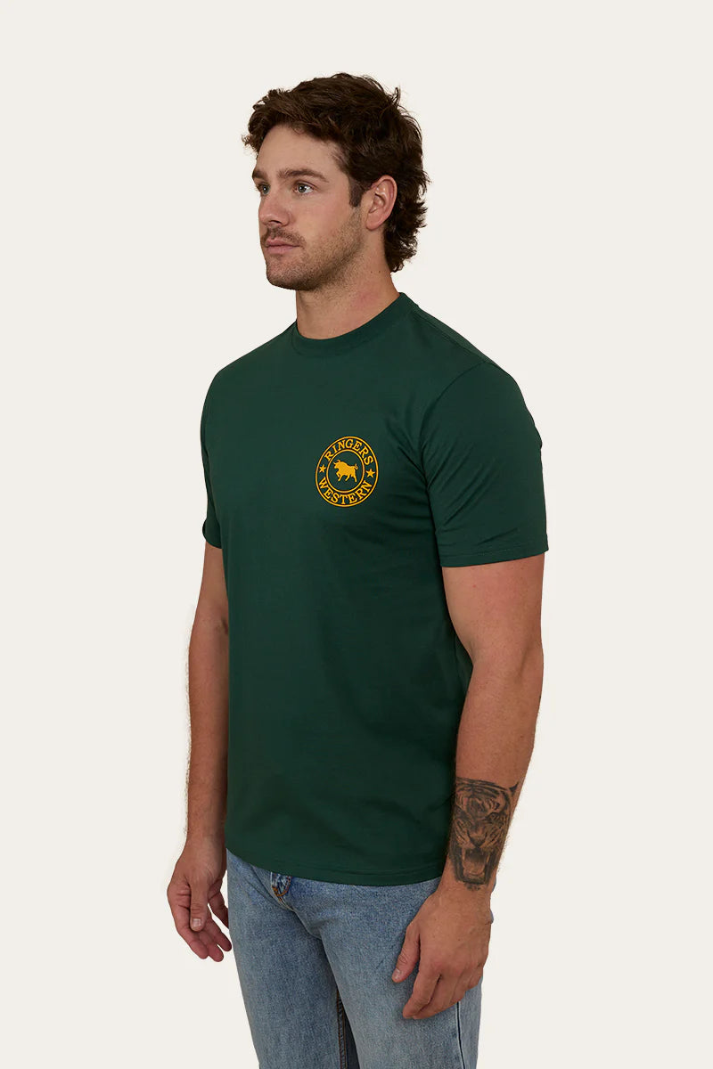 Ringers Western - Signature Bull Mens Classic Fit T-Shirt - Pine/Yellow