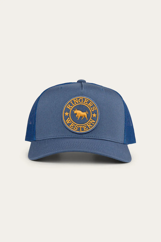 Ringers Western - Signature Bull Trucker Cap - Yale Blue/Gold