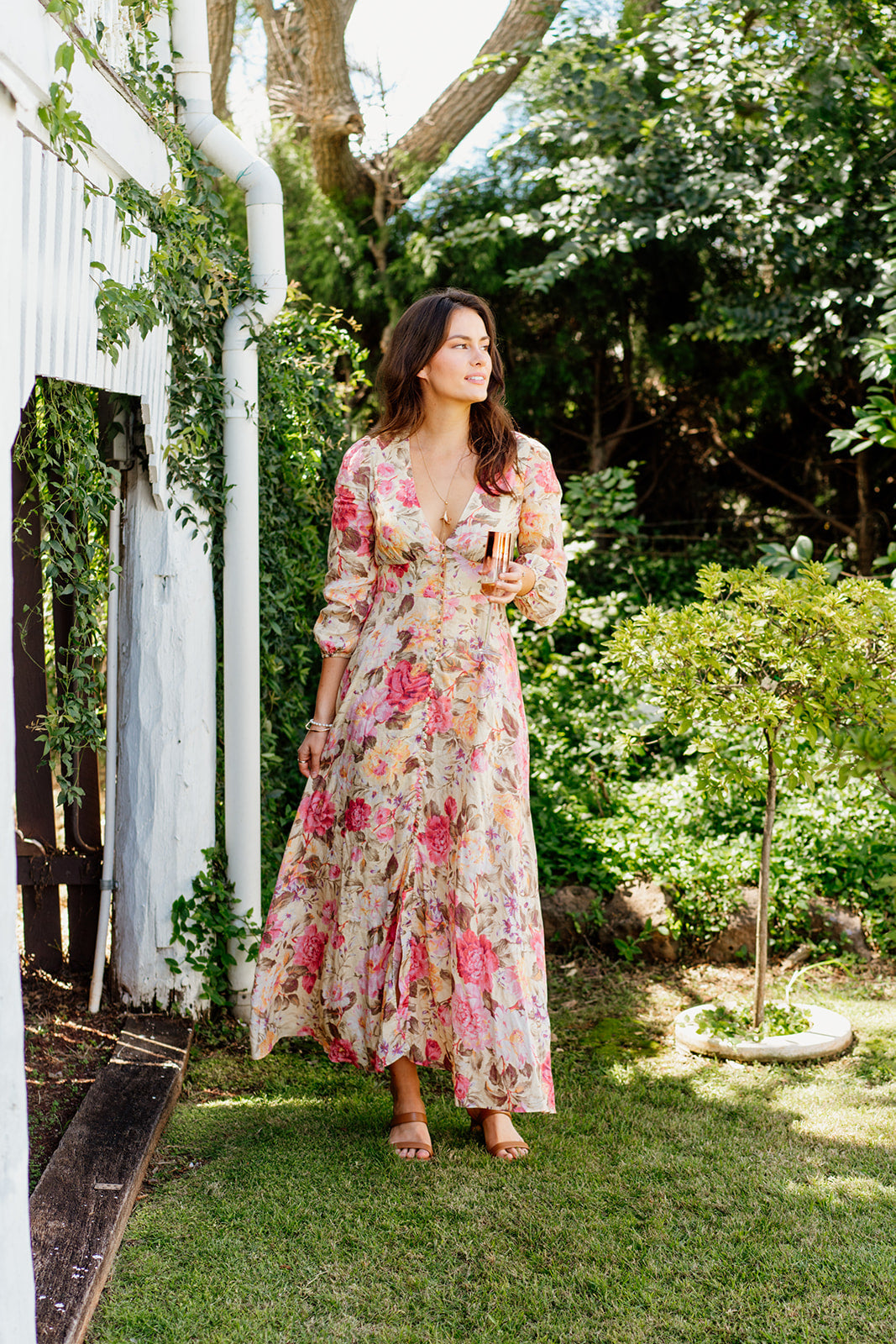 HIRE DRESS - ZIMMERMANN - HONOUR PLUNGE MAXI DRESS