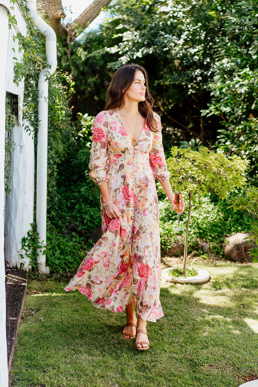 HIRE DRESS - ZIMMERMANN - HONOUR PLUNGE MAXI DRESS