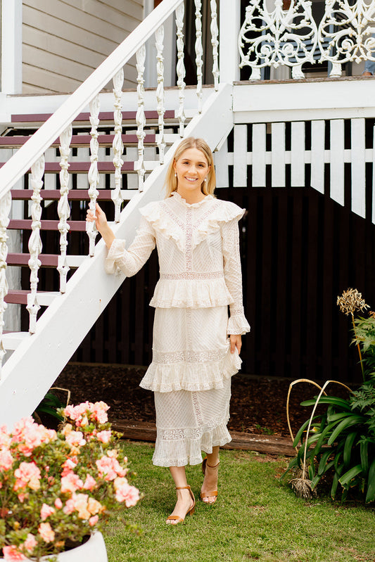 HIRE DRESS - ZIMMERMANN - TROPICANA PINTUCK MIDI DRESS
