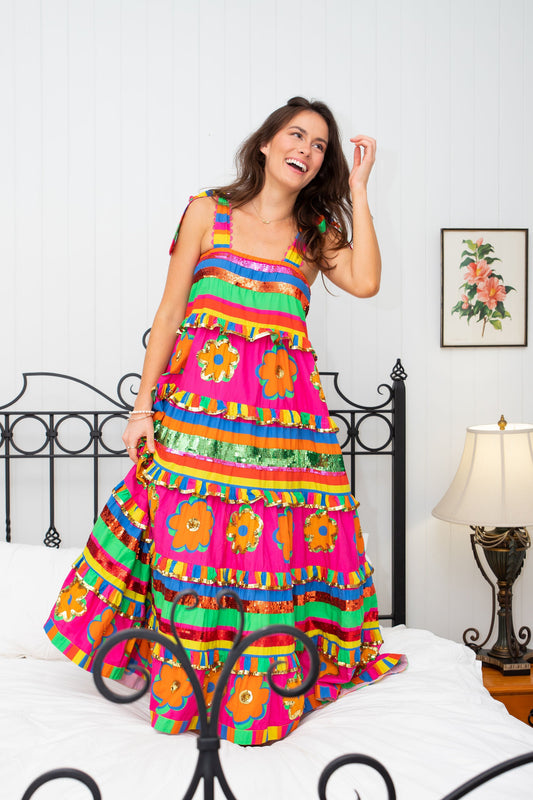 HIRE DRESS - BONITA - JOSEFINA SCALLOPPED MAXI DRESS