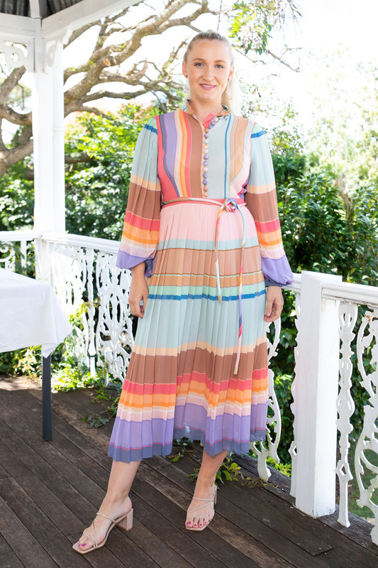 HIRE DRESS - ZIMMERMANN - PLEATED RAINBOW MIDI DRESS