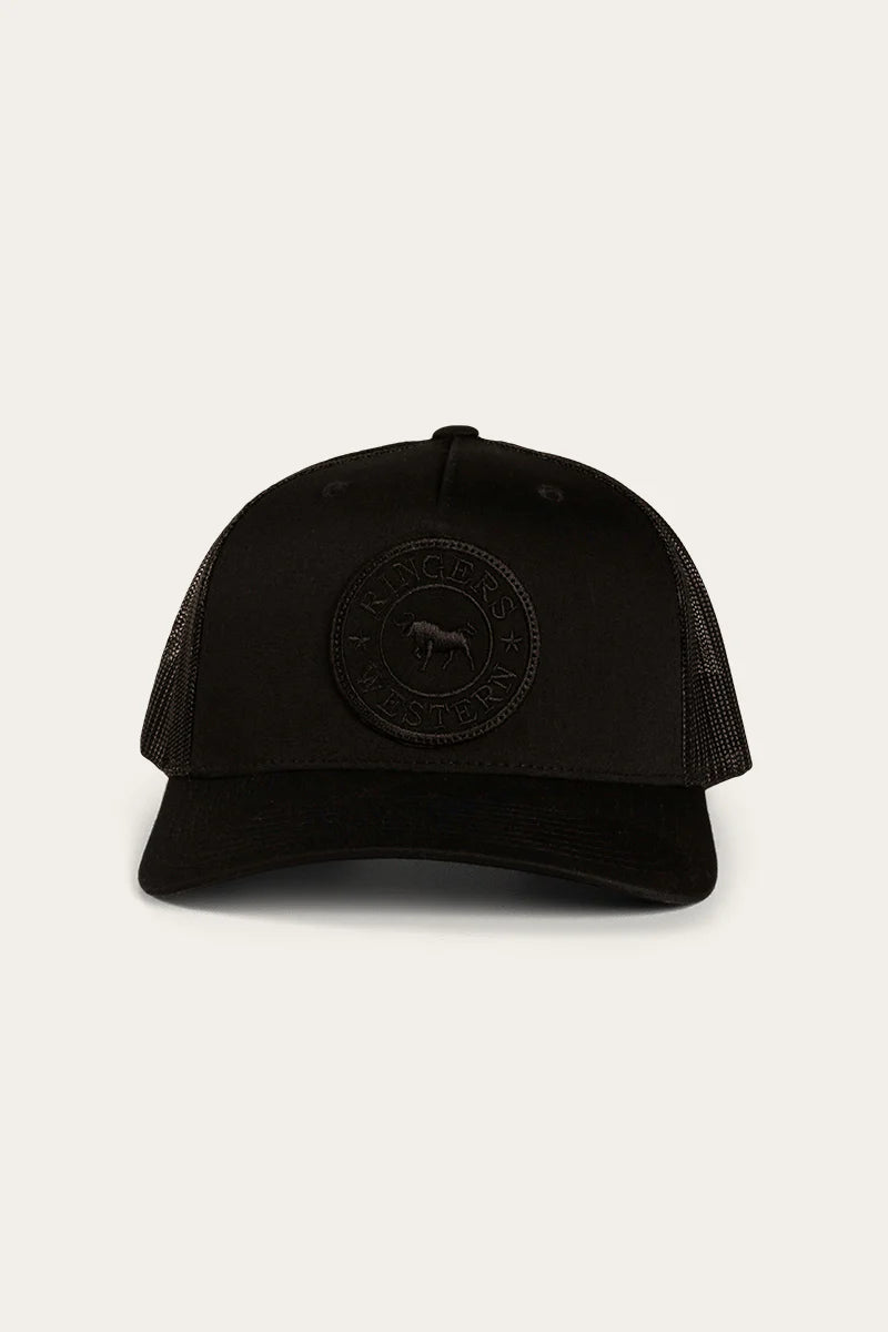Ringers Western - Signature Bull Trucker Cap - Black/Black