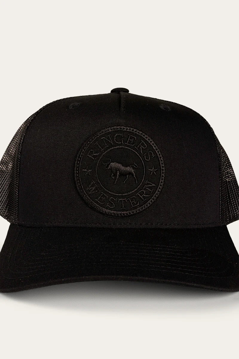 Ringers Western - Signature Bull Trucker Cap - Black/Black
