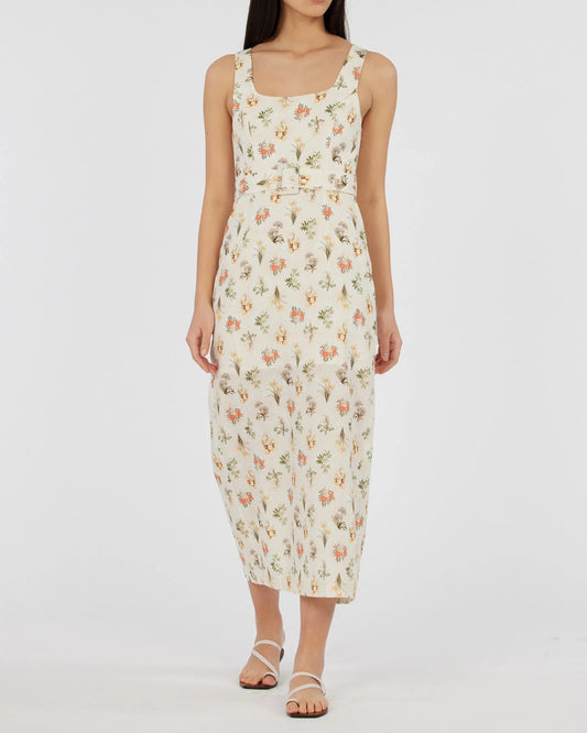 Amelius- Jardin Linen Midi Dress- Botanical Print