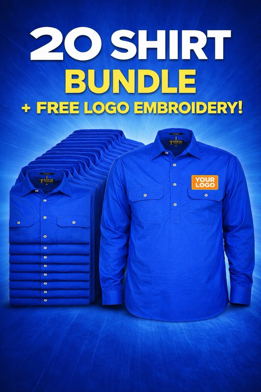 EMBROIDERED VALUE PACK - 20 SHIRTS (FREE BASIC EMBROIDERY)
