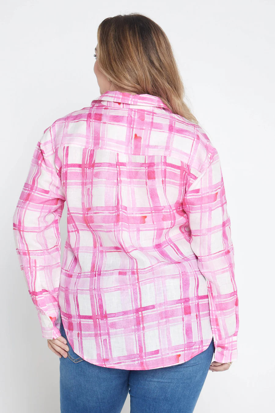 Pre-Buy - Outback Linen Co. - Pink Gingham Long Sleeve Linen Shirt