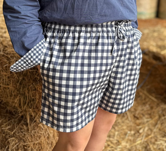 Dusty Wattle - James Cotton Short - Navy/White Check