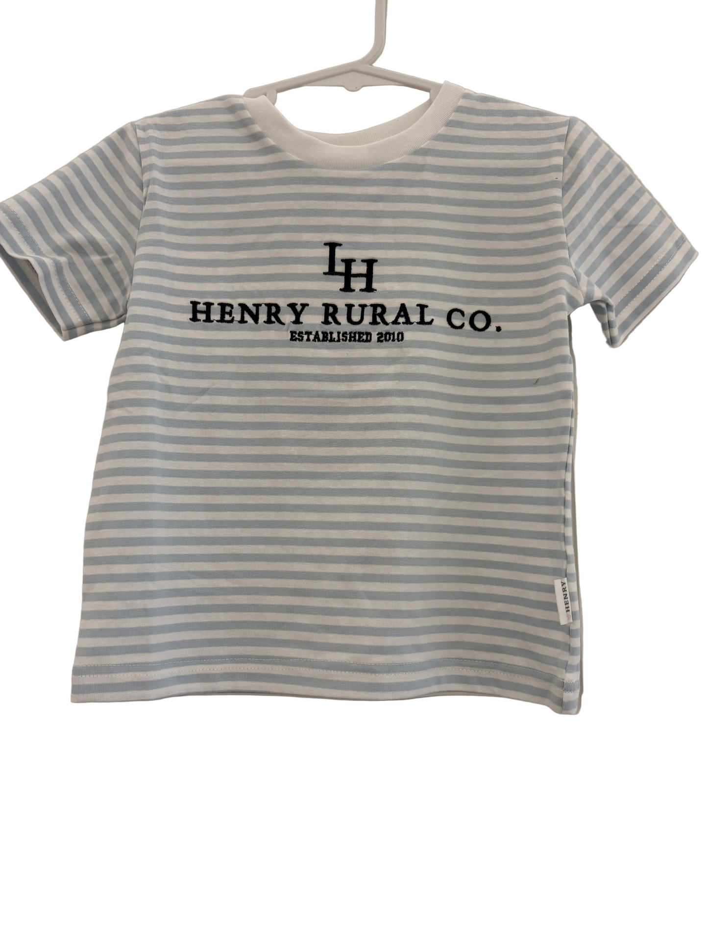 Love Henry - Boys Henry Rural Co Tee - Light Blue Stripe