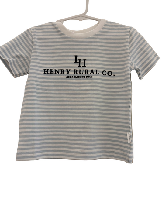 Love Henry - Boys Henry Rural Co Tee - Light Blue Stripe