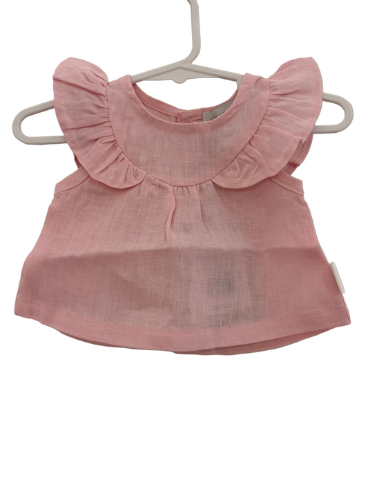 Love Henry - Baby Girls Tasmin Top - Pink Linen