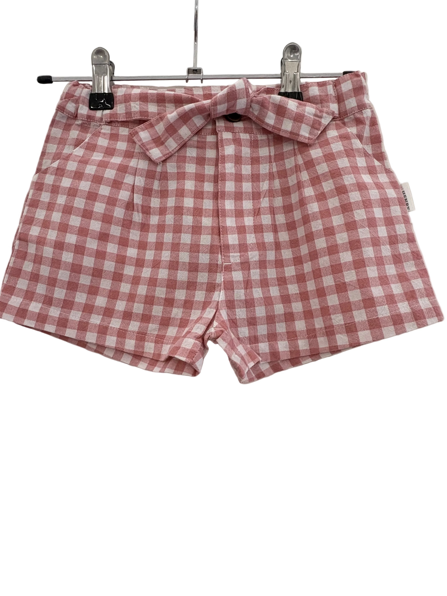 Love Henry - Girls Tie Waist Shorts - Pink Check