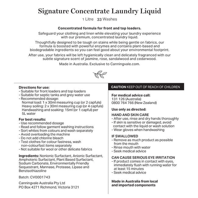 Canningvale - Signature Concentrate Laundry Liquid - 1L