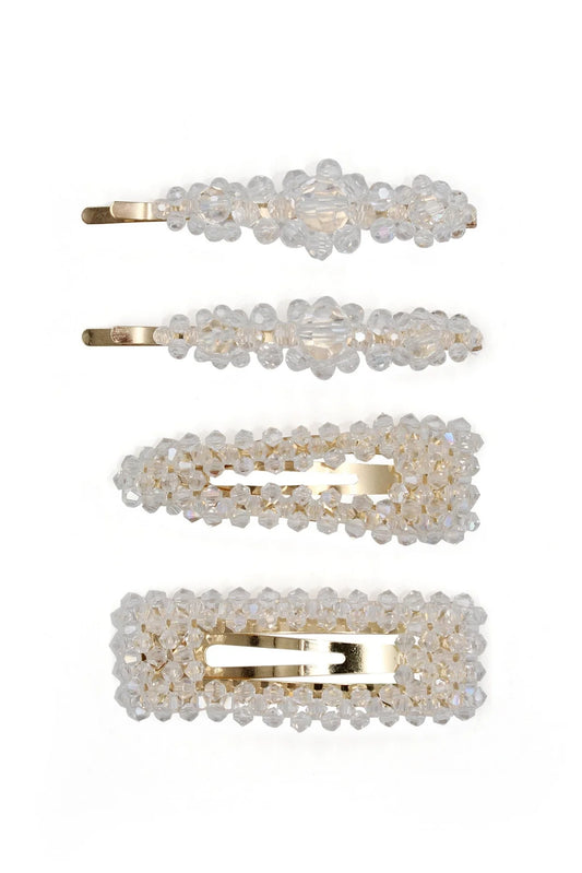 Morgan & Taylor -  Bailey Hair Clip Set - White Crystal