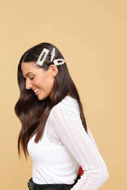 Morgan & Taylor -  Bailey Hair Clip Set - White Crystal