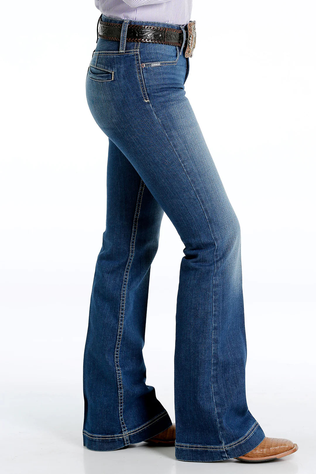 Cinch - Women’s Lynden Mid Rise Trouser Jeans - Medium Wash - MJ81454085