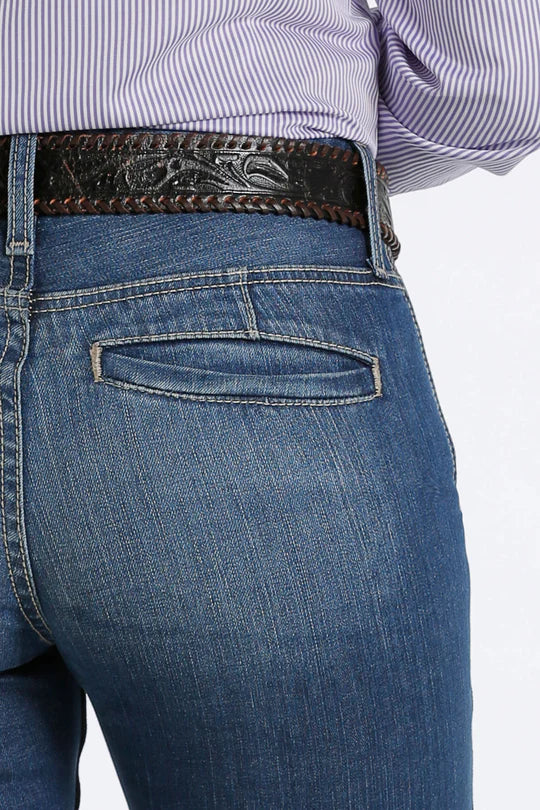 Cinch - Women’s Lynden Mid Rise Trouser Jeans - Medium Wash - MJ81454085