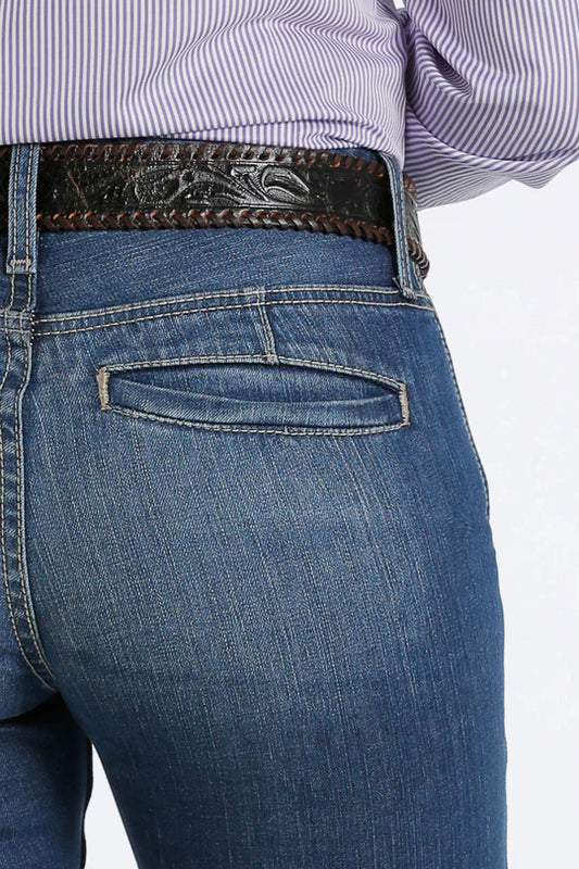 Cinch - Women’s Lynden Mid Rise Trouser Jeans - Medium Wash - MJ81454085