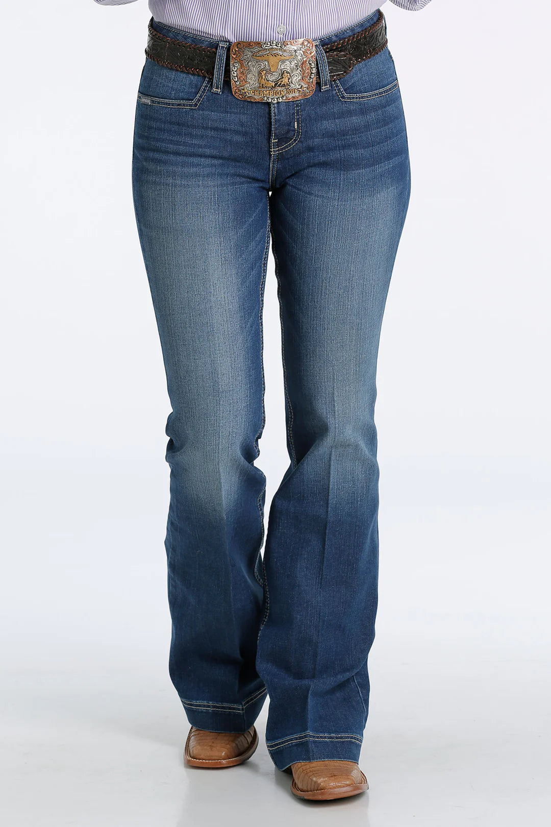 Cinch - Women’s Lynden Mid Rise Trouser Jeans - Medium Wash - MJ81454085