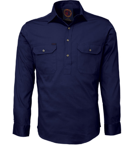 Ritemate - Closed Front L/S Shirt - Navy