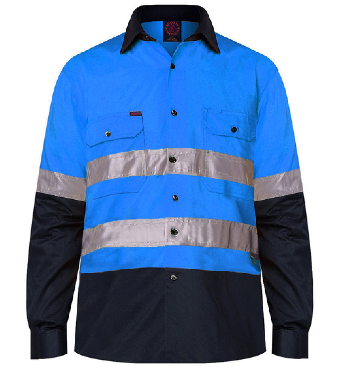 Ritemate - Mens Open Front Shirt L/S 50MM Reflective Tape - Blue/Navy