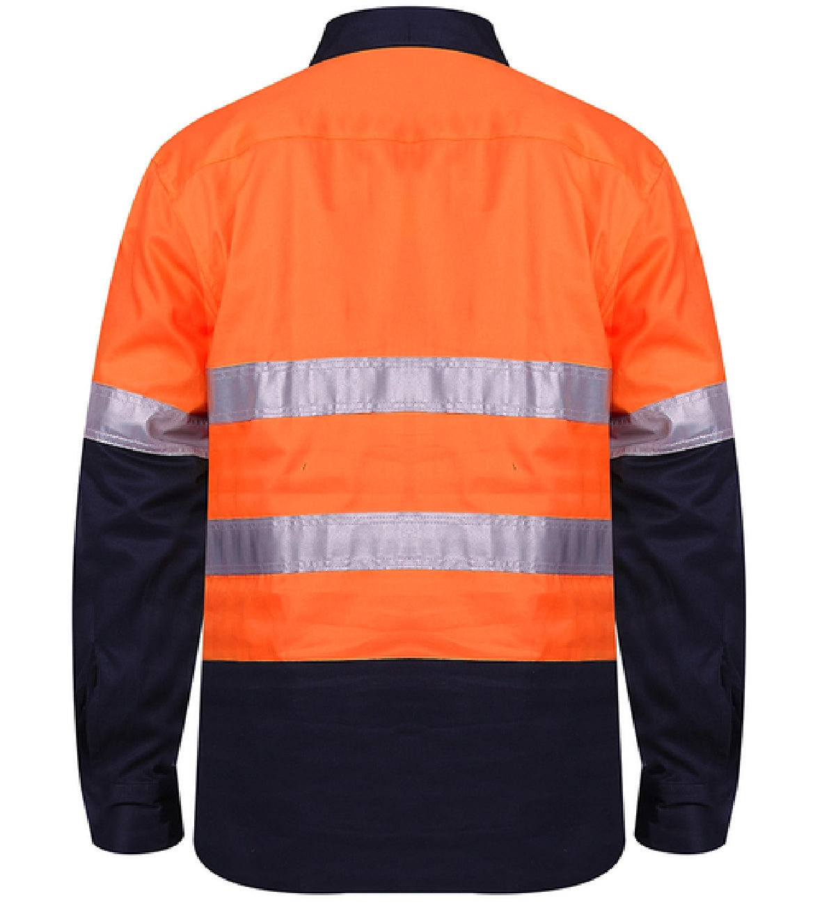 Ritemate - 2 Tone Closed Front L/S Shirt 50MM Reflective Tape - Orange/Navy
