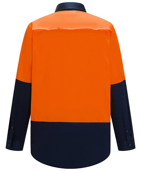 Ritemate - Vented Closed Front L/W L/S Shirt - Orange/Navy