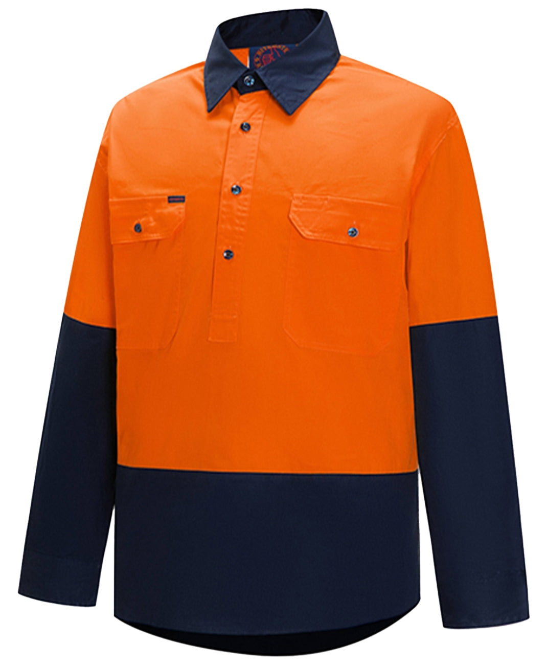 Ritemate - Vented Closed Front L/W L/S Shirt - Orange/Navy