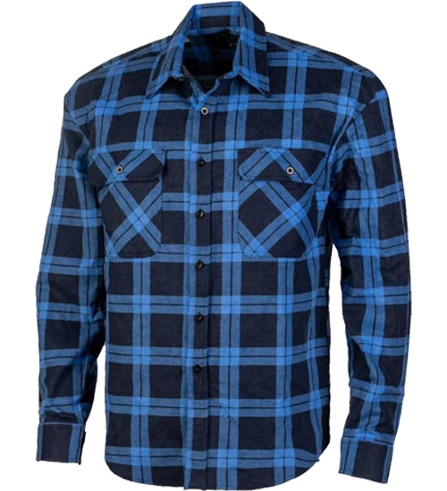 Pilbara Flannelette Shirt - Open Front - Royal/Navy