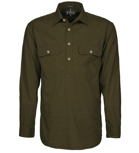 Pilbara - Mens Closed Front Work Shirt - Olive