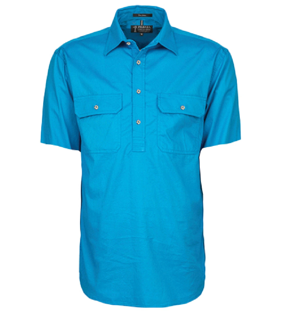 Pilbara - Mens Closed Front Work Shirt Short Sleeve  - Azure