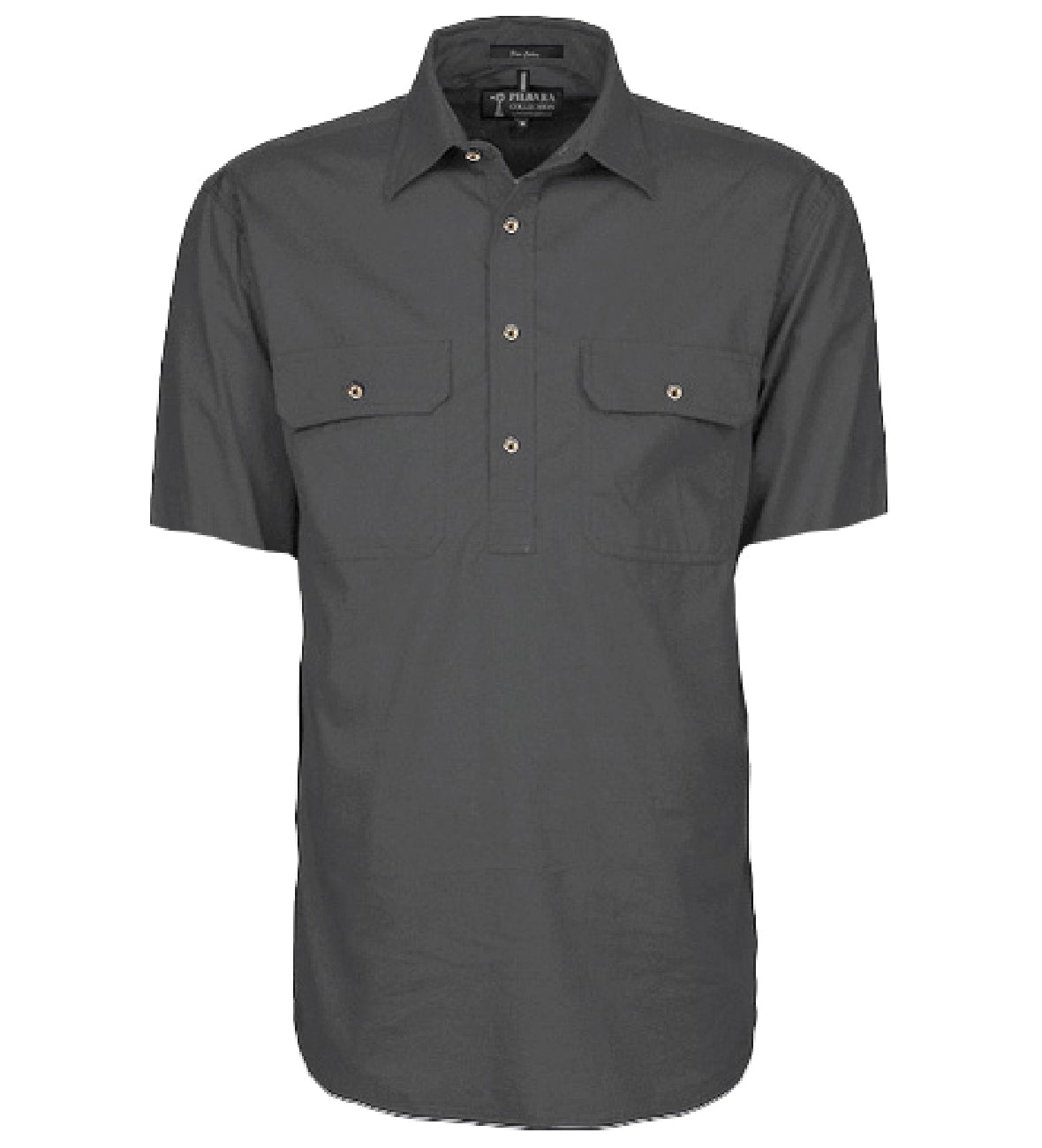 Pilbara - Mens Closed Front Work Shirt Short Sleeve  - Charcoal