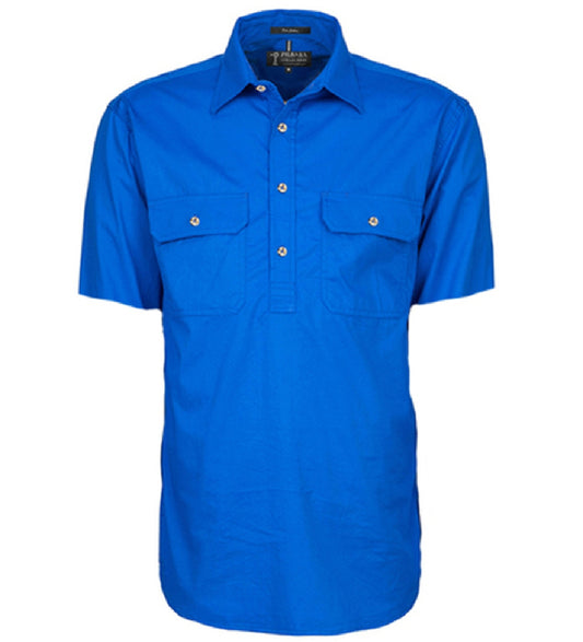 Pilbara - Mens Closed Front Work Shirt Short Sleeve  - Cobalt Blue