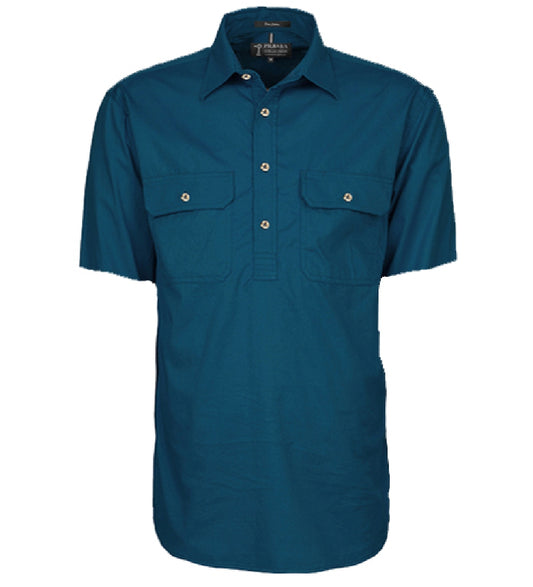 Pilbara - Mens Closed Front Work Shirt Short Sleeve  - Diesel