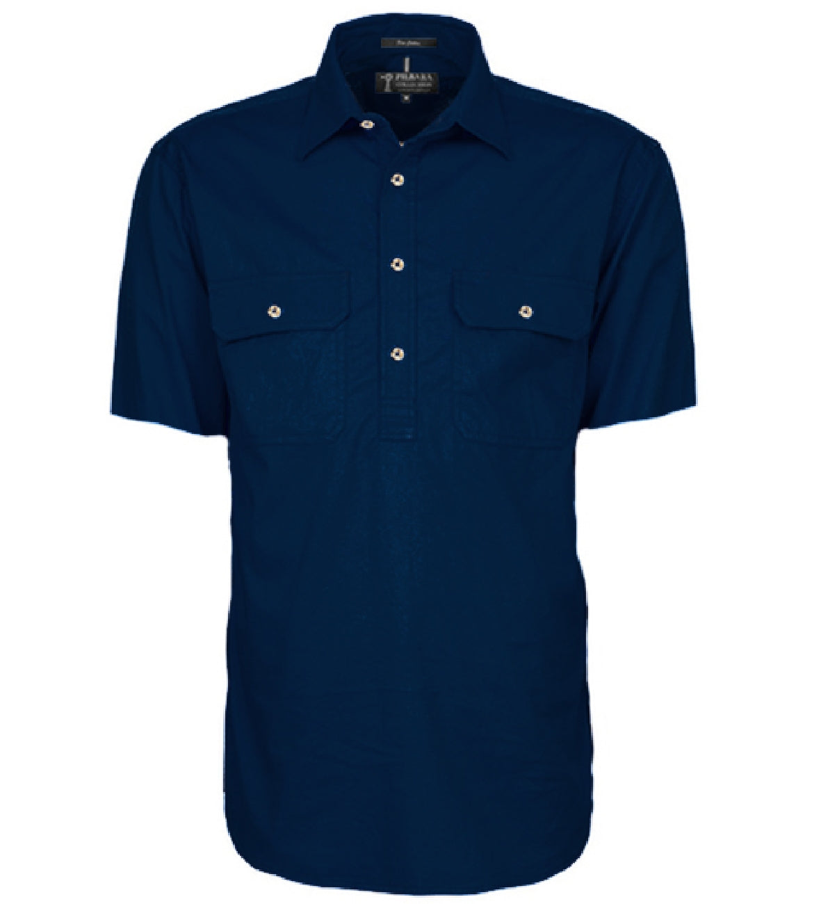 Pilbara - Mens Closed Front Work Shirt Short Sleeve  - French Navy