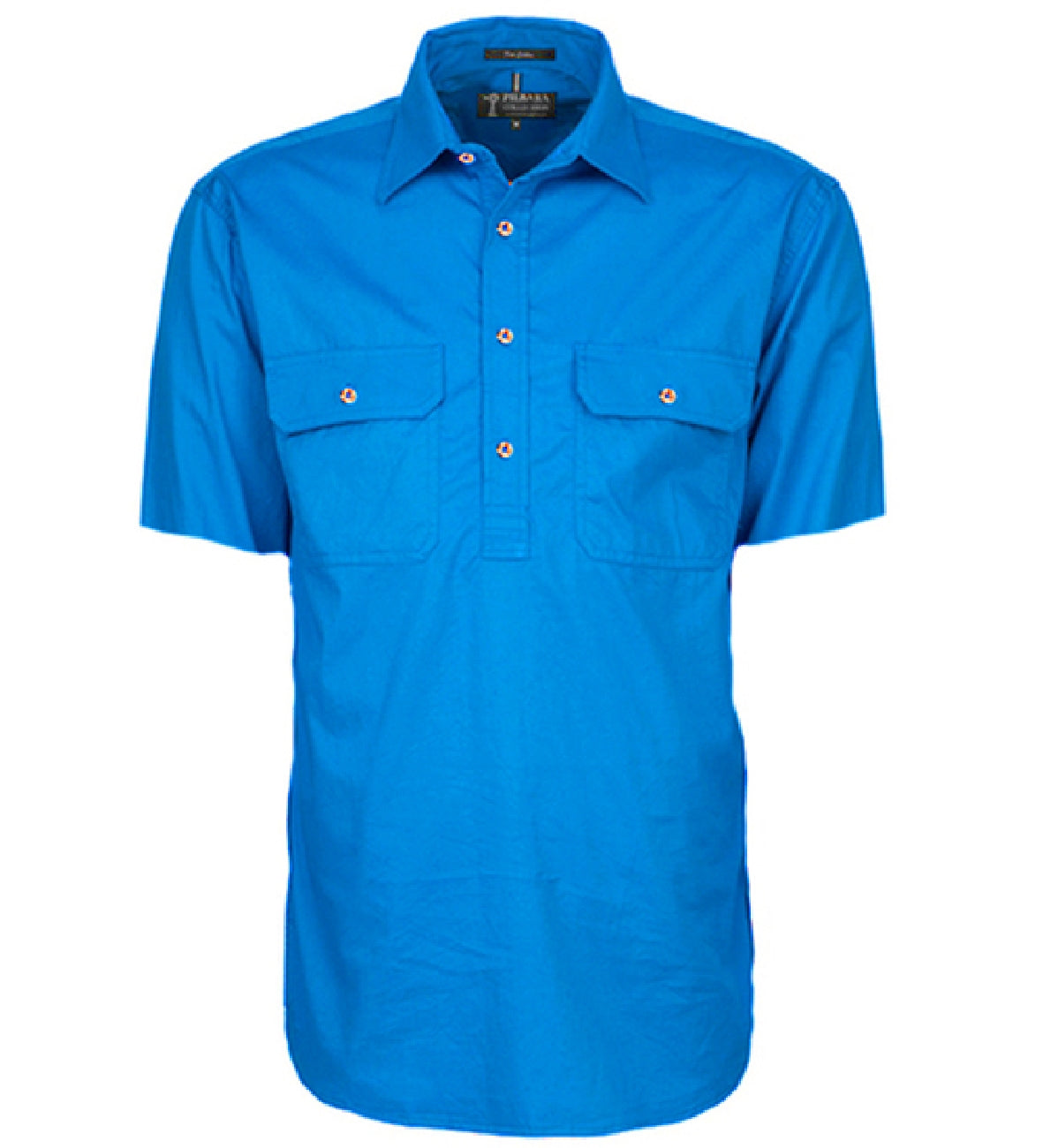 Pilbara - Mens Closed Front Work Shirt Short Sleeve  - Light Blue