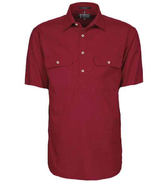 Pilbara - Mens Closed Front Work Shirt Short Sleeve  - Ochre
