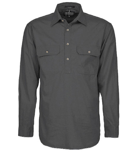 Pilbara - Mens Closed Front Work Shirt - Charcoal