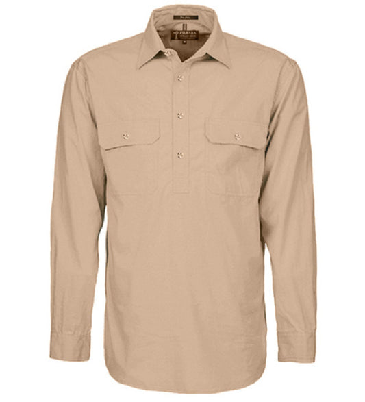 Pilbara - Mens Closed Front Work Shirt - Clay