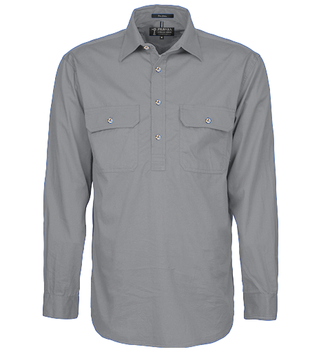 Pilbara - Mens Closed Front Work Shirt - Silver